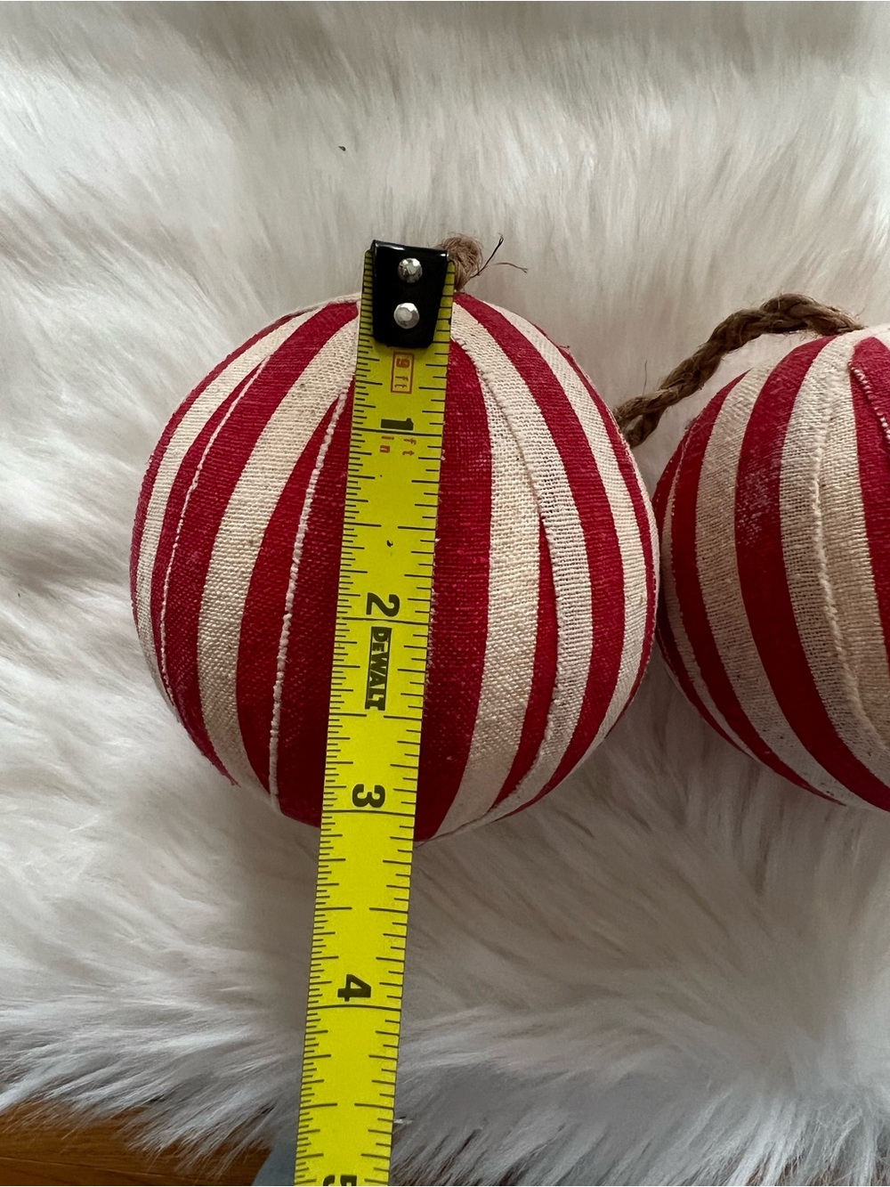Red and Cream Striped Holiday Ornament Set - at home - Picture 5 of 5